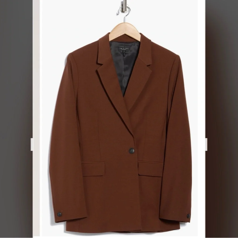 rag & bone Roxanne Wool Blend Blazer in Dark Brown Size 4 - Picture 7 of 11